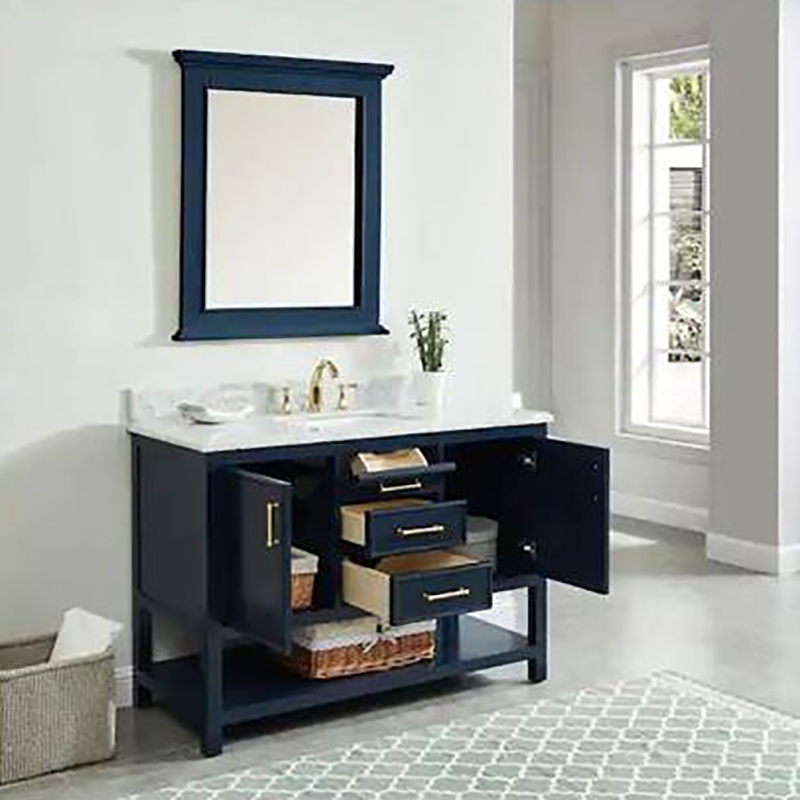 Marble Bathroom Vanity 48 Inch With Under Sink, 3 Drawer And 2 Doors Storage